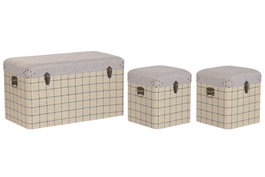 DKD Home Decor Baul Scandi Beige Negro 40 x 44 x 80 cm Set 3