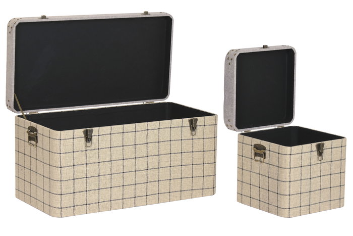 DKD Home Decor Baul Scandi Beige Negro 40 x 44 x 80 cm Set 3