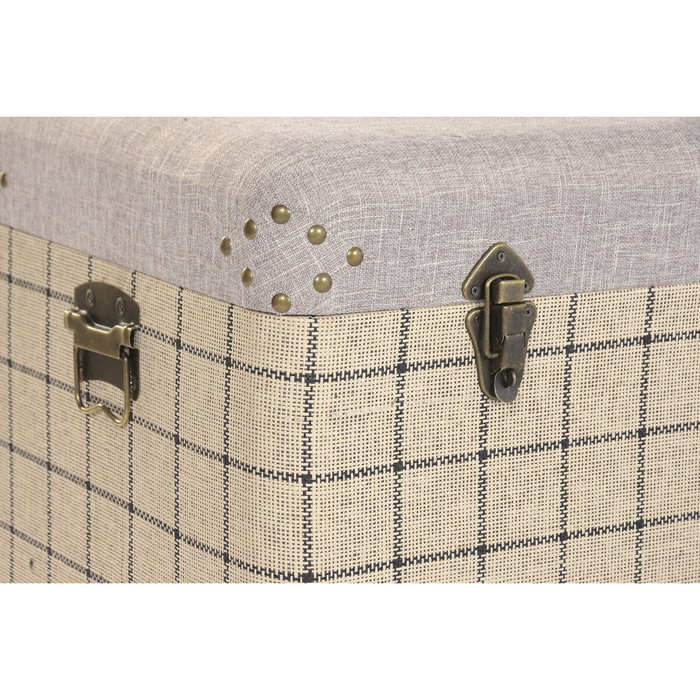 DKD Home Decor Set de 3 Baúles de Poliéster y Madera Beige DKD Home Decor Set de 3 Baúles de Poliéster y Madera Beige