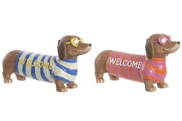 DKD Home Decor Figura Perro LED Magnesia Naranja Azul 14 x 25.5 x 50 cm (2 Unidades)