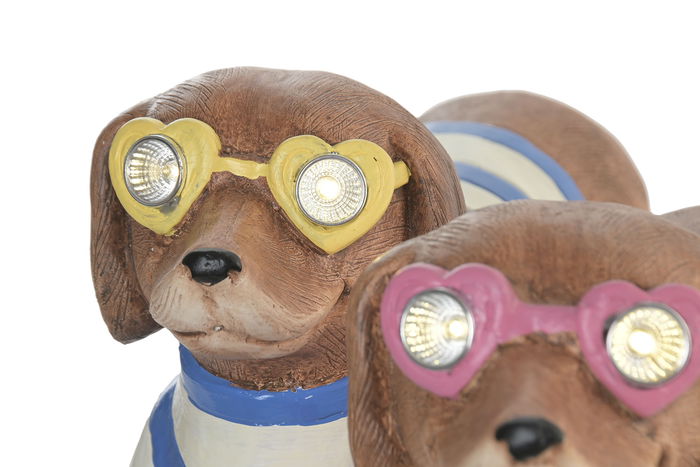 DKD Home Decor Figura Perro LED Magnesia Naranja Azul 14 x 25.5 x 50 cm (2 Unidades)