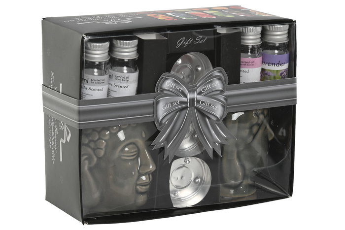DKD Home Decor Set de 9 Quemadores de Aceites Esenciales Buda en Gres DKD Home Decor Set de 9 Quemadores de Aceites Esenciales Buda en Gres