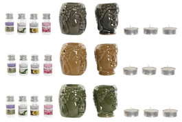 DKD Home Decor Set de 9 Quemadores de Aceites Esenciales Buda en Gres