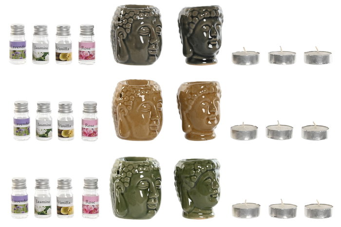 DKD Home Decor Set de 9 Quemadores de Aceites Esenciales Buda en Gres DKD Home Decor Set de 9 Quemadores de Aceites Esenciales Buda en Gres