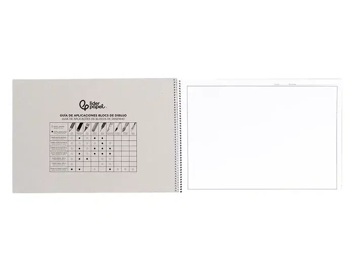 Liderpapel Bloc de dibujo lineal arquitectura espiral 230x325 mm 20 hojas 130g/m2 con recuadro perforado