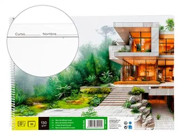 Liderpapel Bloc de dibujo lineal arquitectura espiral 230x325 mm 20 hojas 130g/m2 con recuadro perforado
