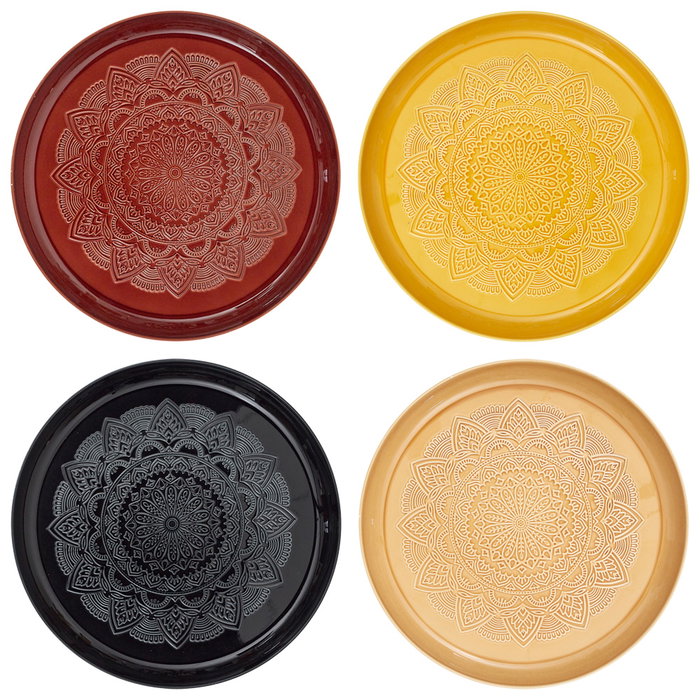 Home Deco Factory Bandeja Mirage Metal Diámetro 41.5 cm con Decoración de Mandala Colores Surtidos