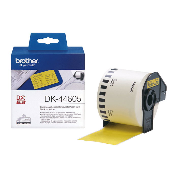 Brother DK-44605 Cinta Continua de Papel Térmico Removible Amarillo 62mm x 30,48m Brother DK-44605 Cinta Continua de Papel Térmico Removible Amarillo 62mm x 30,48m