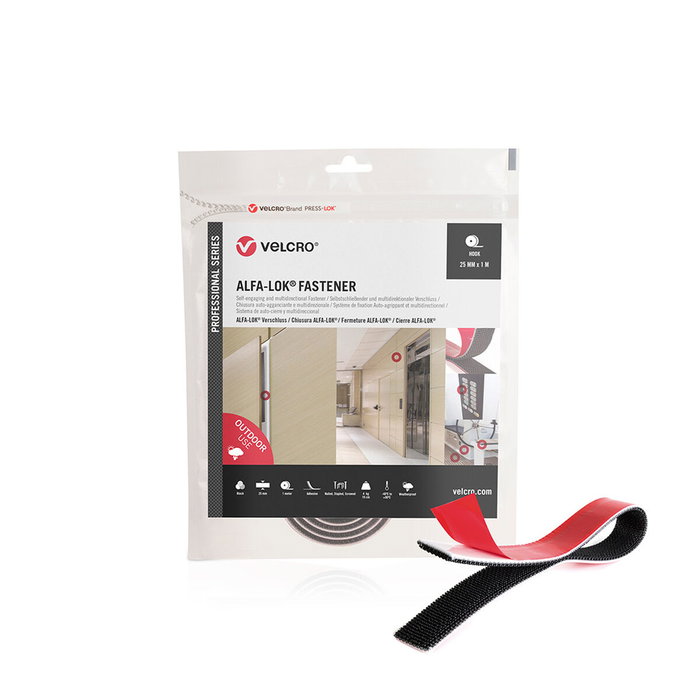Velcro® Cinta alfa-lok lineal de gancho negra 25mm x 1 m Velcro® Cinta alfa-lok lineal de gancho negra 25mm x 1 m