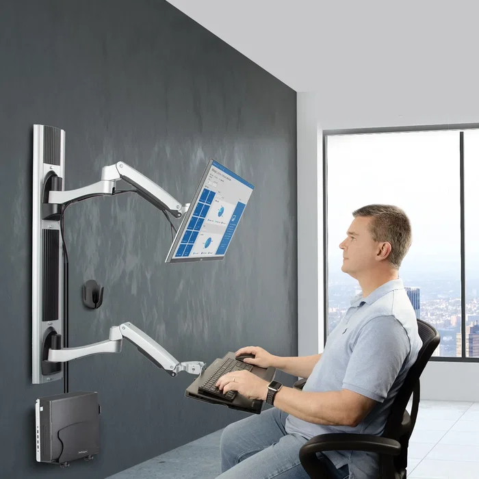 StarTech Estación de Trabajo de Montaje en Pared para Monitor, Teclado, Ratón y CPU
