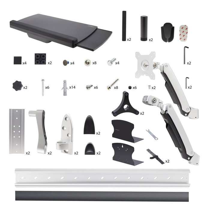 StarTech.com Estación de Trabajo Soporte de Pared para Monitor VESA de 27-32 Pulgadas con Bracket para CPU y Bandeja para Teclado/Ratón