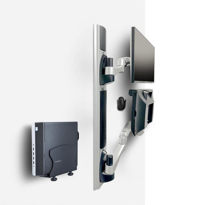 StarTech.com Estación de Trabajo Soporte de Pared para Monitor VESA de 27-32 Pulgadas con Bracket para CPU y Bandeja para Teclado/Ratón