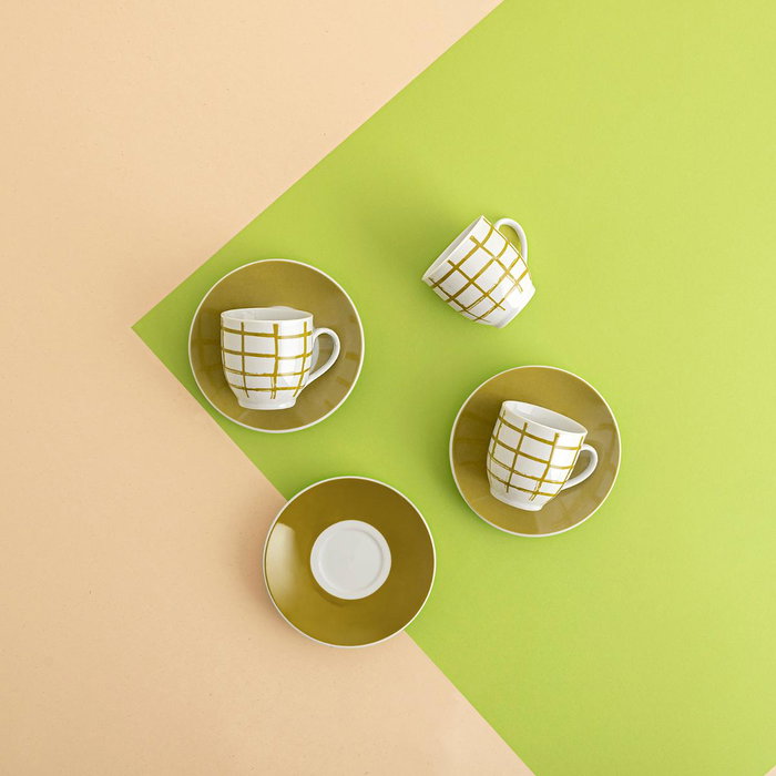 Set 6 Tazas con Plato Porcelana Kansas Quid 9 cL