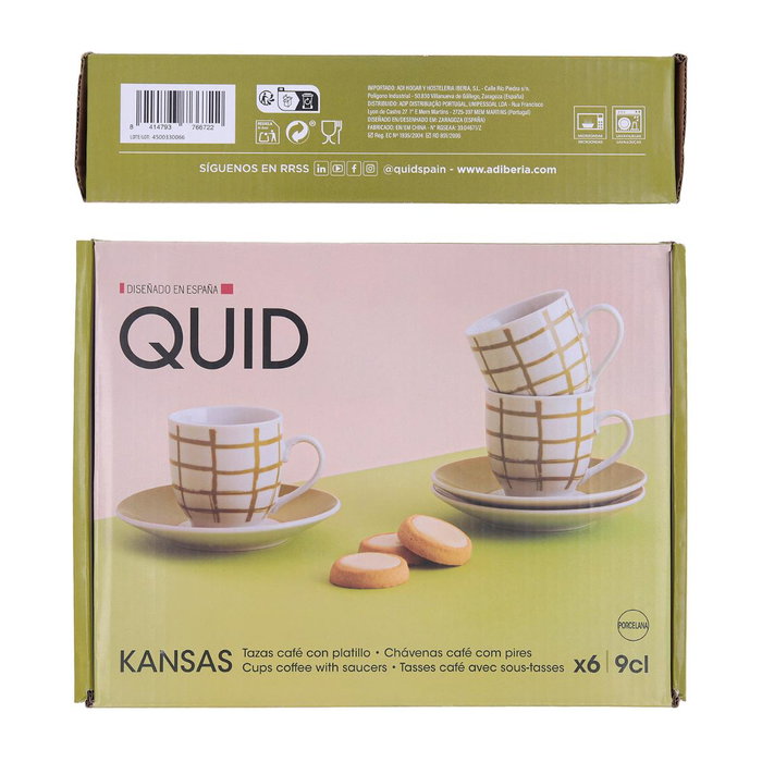 Set 6 Tazas con Plato Porcelana Kansas Quid 9 cL
