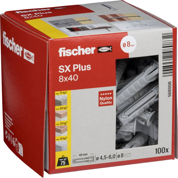 FISCHER TACO SX PLUS 8x40 Gris (100 unidades)