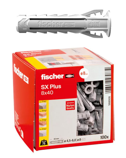 FISCHER TACO SX PLUS 8x40 Gris (100 unidades)