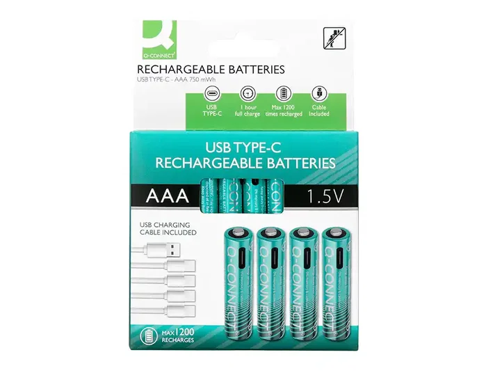Q-connect Pilas AAA Recargables USB-C 500mAh (4 unidades)