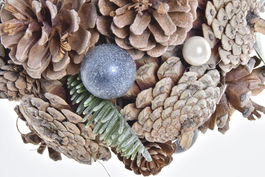 DKD Home Decor Bola Decoración Navidad Fantasía Natural Blanco Piñas 18x18x18 cm (2 Unidades)