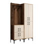 Hanah Home Berlin BA Recibidor Nogal, Crema - Mueble de Entrada con Perchero y Estantes, 120x200x35 cm