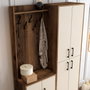 Hanah Home Berlin BA Recibidor Nogal, Crema - Mueble de Entrada con Perchero y Estantes, 120x200x35 cm