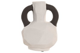 DKD Home Decor Jarrón de Gres con Asa Blanco y Gris
