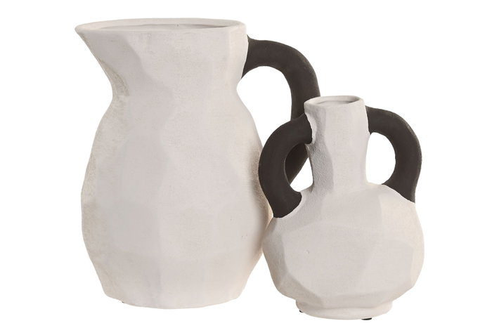 DKD Home Decor Jarrón de Gres con Asa Blanco y Gris