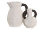DKD Home Decor Jarrón de Gres con Asa Blanco y Gris