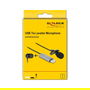 DeLOCK Micrófono de solapa USB omnidireccional 24 bit/192 kHz con clip y puerto de auriculares de 3.5 mm, cable de 2 m, negro