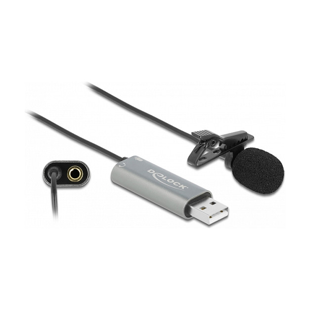 DeLOCK Micrófono de corbata/solapa USB Omnidireccional 24 bit/192 kHz Negro