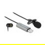 DeLOCK Micrófono de solapa USB omnidireccional 24 bit/192 kHz con clip y puerto de auriculares de 3.5 mm, cable de 2 m, negro