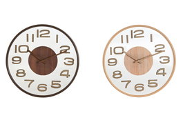 DKD Home Decor Reloj de Pared Símil Madera Pack de 2 unidades