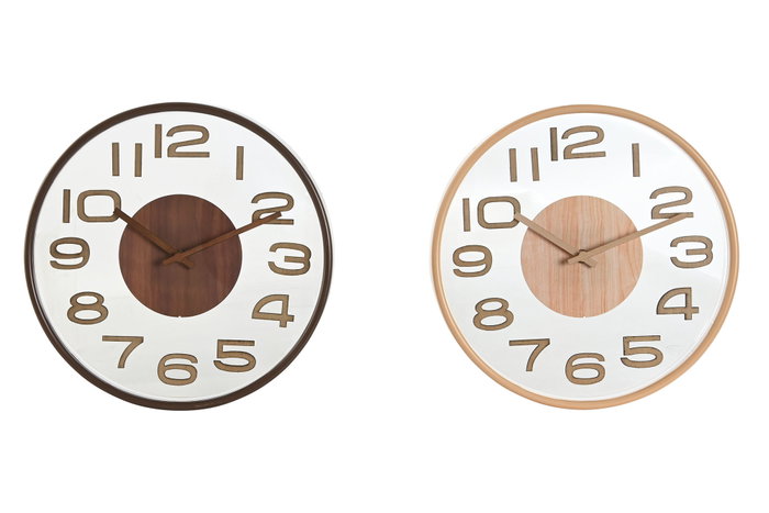 DKD Home Decor Reloj de Pared Símil Madera Pack de 2 unidades DKD Home Decor Reloj de Pared Símil Madera Pack de 2 unidades