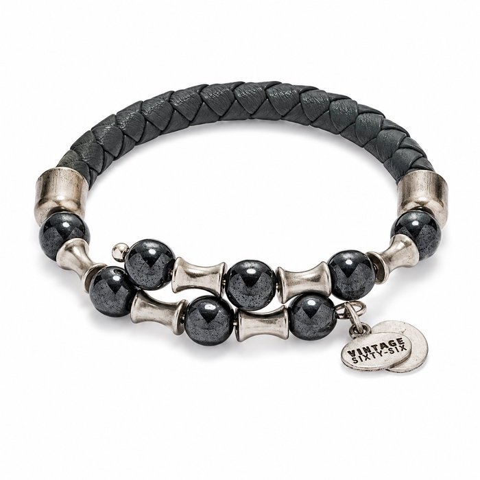 Alex And Ani Pulsera Raíces con Acabado Envejecido, Cuero, Negro Alex And Ani Pulsera Raíces con Acabado Envejecido, Cuero, Negro