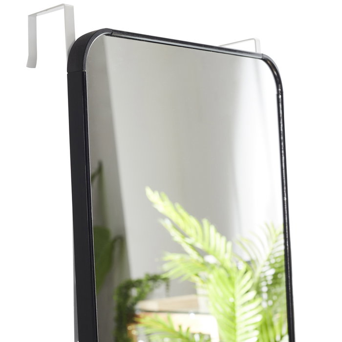 Home Deco Factory Espejo Essentiel Puerta con Marco Negro Redondeado 30x120 cm para Habitaciones Armarios Baños