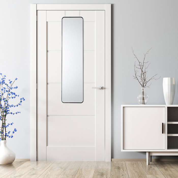 Home Deco Factory Espejo Essentiel Puerta con Marco Negro Redondeado 30x120 cm para Habitaciones Armarios Baños