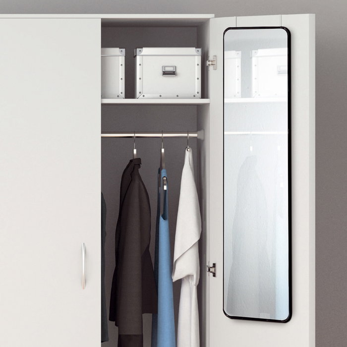 Home Deco Factory Espejo Essentiel Puerta con Marco Negro Redondeado 30x120 cm para Habitaciones Armarios Baños