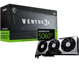 MSI Tarjeta Gráfica GeForce RTX 5060 Ti Ventus 3X OC V812-072R - 16 GB GDDR7 - 3x DisplayPort, HDMI 2.1b - PCIe 5.0 - Overclocked