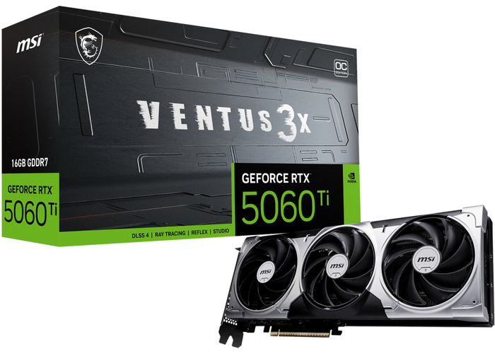 MSI VENTUS GeForce RTX 5060 Ti 16G 3X OC 16 GB GDDR7