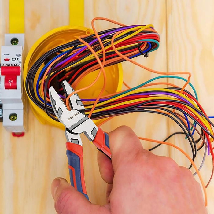 Workpro Alicate Corte Diagonal Pro 225 mm Acero 50CRV Bimax Mango Recubierto Azul Rojo Workpro Alicate Corte Diagonal Pro 225 mm Acero 50CRV Bimax Mango Recubierto Azul Rojo