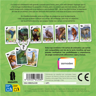 Asmodee Juego de Mesa Cardline Animales 2 - CARDANIM2ES - Juego de Cartas Educativo sobre Esperanza de Vida Animal, para 2 a 8 Jugadores, Edad 7+, Partidas 15 Min, Español