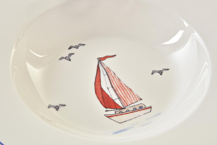 DKD Home Decor Plato de Porcelana Veleros Shengda Surtido