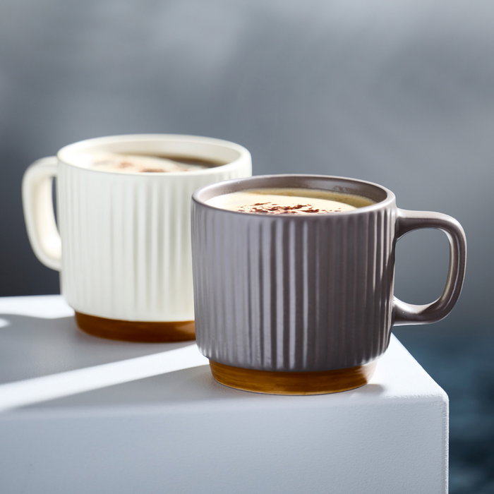 Day Mug 250 Ml Day Porcelana Blanco Gris Apto Microondas Lavavajillas Apilable