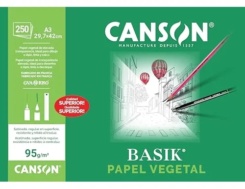 Canson Caja de Láminas Vegetal Basik 250 Hojas 90g A3