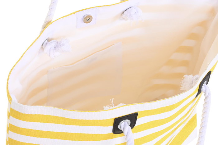 DKD Home Decor Bolso Mediterraneo Amarillo Rosa Rayas Polyester 57 x 16 x 36 cm (4 Unidades)