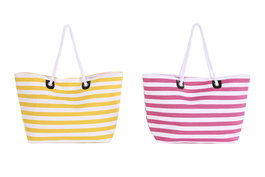 DKD Home Decor Bolso Mediterraneo Amarillo Rosa Rayas Polyester 57 x 16 x 36 cm (4 Unidades)