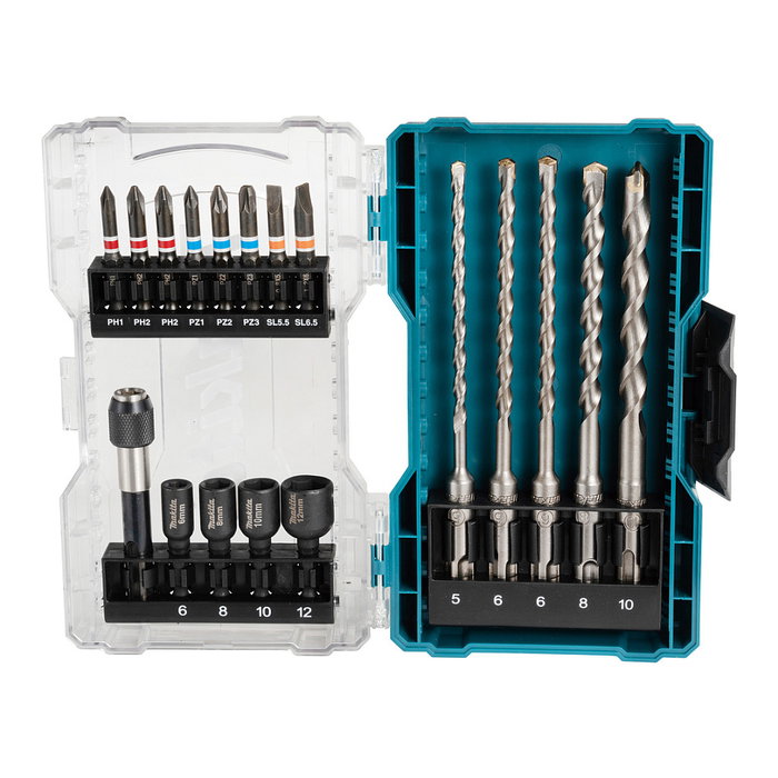 Makita E-07026 Juego de Brocas y Bits SDS Plus de 18 Piezas