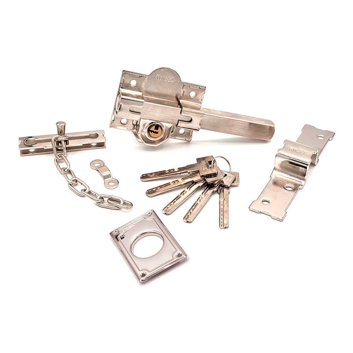Micel Cerrojo de Seguridad para Sobreponer Crr11, Acero Níquel, 86x50 mm Micel Cerrojo de Seguridad para Sobreponer Crr11, Acero Níquel, 86x50 mm