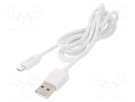 SAVIO Cable USB 2.0 con conector USB A y micro USB B de 1m, blanco