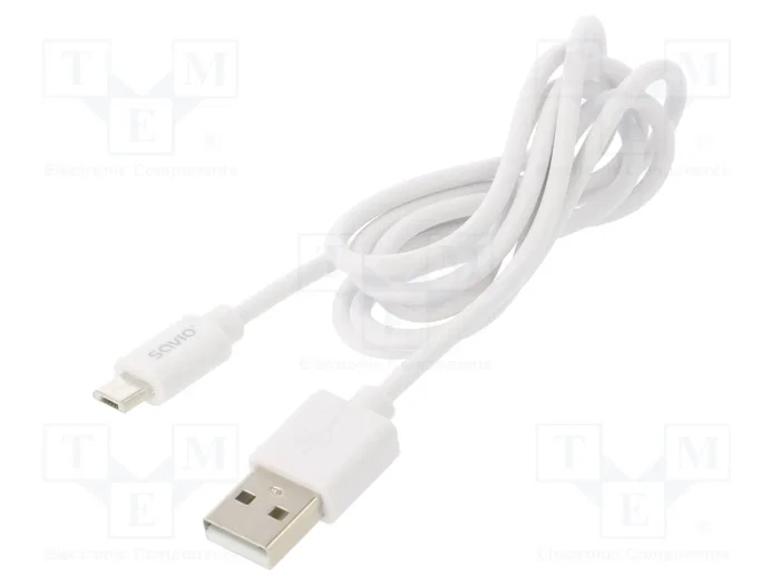 SAVIO Cable USB 2.0 con conector USB A y micro USB B de 1m, blanco SAVIO Cable USB 2.0 con conector USB A y micro USB B de 1m, blanco