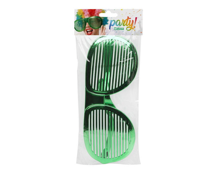 Gafas Verde Metalizado Carnaval Con Rejilla Mujer Adulto para Fiestas y Disfraces